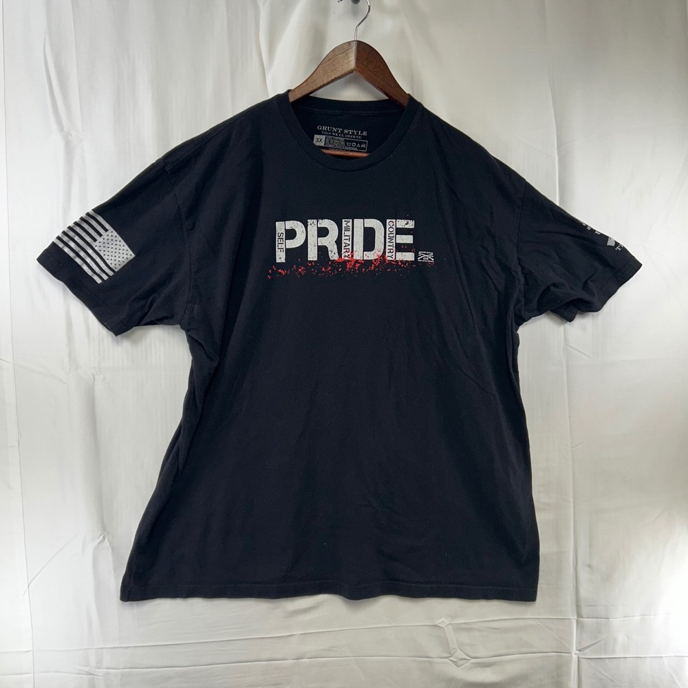 Grunt Style T-Shirt Mens 3XL (fit 2XL) Black Military Pride Graphic Short Sleeve